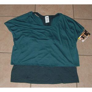 NEW NWT Dark Green Sz Large (12-14) Soft Stretchy Layered 2 in 1 Tank Top AVIA